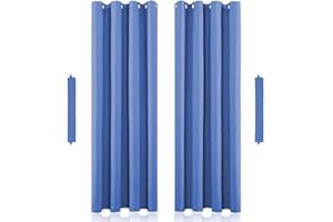 John Aird Eyelet Thermal Energy Saving Blackout Curtains Inc Tie Backs (Blue, 117cm Width x 137cm Drop (46"x 54")