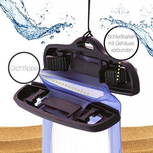 Naruba - rigida Media impermeabile smartphone-con chiusura a linguetta per // custodia, impermeabile custodia elegante con linguetta, con scatola di, Case, in busta trasparente, borsa per fotocamera, snow-Beach-bag, protegge custodia per spiaggia, a tenuta stagna polvere, a tenuta stagna neve, acqua cover e immersioni e mA per iPhone 4/4S/5/5S/5C/6 Plus/6S Plus/se, Samsung S6/S6-7 edge/S5/S4 blu