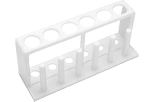 AGATIGE 25mm Plastic In-Line Test Tube Rack with Drying Pins, 6 Holes & 6 Column Glass Testing Tubes Holder Storage Stand Laboratory Scientific Experiments Supplies for Drying Less Than 25mm Tubes
