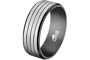LOTUS STYLE Anillos Hombre - Anillo Acero Inoxidable Hombre 316L - Diseño Ergonómico y Ajuste Perfecto Talla 20 LS2398-3/120 23.20 mm - Resistente al Agua