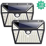 Lampe Solaire Extérieur 118 led [Résistant à la Pluie, Anti-buée et Neige], Ekrist éclairage Extérieur Solaire led avec Détecteur de Movement Sans Fil Spot Solaire Lumière Puissant pour Jardin Garage