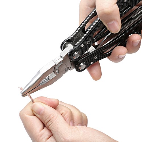 Multifunktionszange Werkzeug, VEAMA Multi Zangen Edelstahl Taschenmesser mit 11 Schrauben und NylonscheideSchwarz - 5