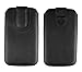 Produktbild Emartbuy Schwarz / Schwarz Premium PU Leder Slide in Pouch Case Cover Hülsenhalter Hulle Tasche ( Größe 2 ) mit Pull Tab Mechanismus Geeignet Für Smartphones Aufgeführt Unten