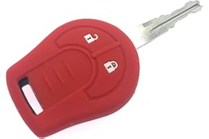 GENERIC Nordecco Silicone Fob Protective Case 2 Button Compatible With Tiida, Micra, Juke, NSN14 Key Blade (Red)