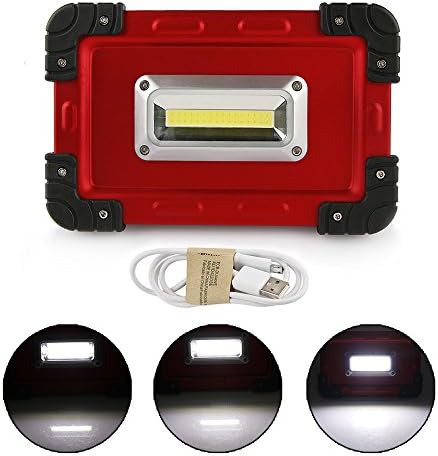 30W Rechargeable LED Work Light Portable Hurrican Flood Light 80W Halogen Bulb Equivalent 2800lm IP65 Waterproof Camping Outdoor Emergency Hand Work Lamp USB Port (battery not Included)