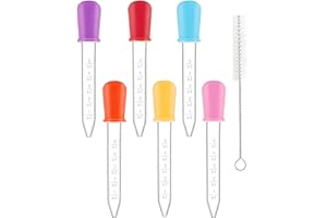 GILWUMO 6 Pcs Pipette Dropper, 5ml Pipettes Graduées Plastique und 2 Brosse Propre, Pipette Dropper pour Laboratoire Enfant und Alimentaire, Bonbons, Animaux Domestiques, Plantes