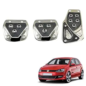 Allure Auto 3 Pcs Sports Anti-Skid Car Pedals (Manual Shift) kit Pad Covers Set (Black) for Volkswagen Polo