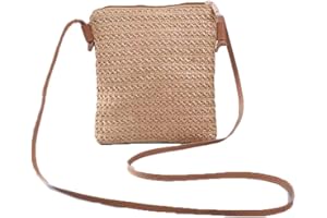 YFZCLYZAXET Strohtaschen Strandtasche Damenmode Strohtasche Rattan Gewebte Geldbörse Crossbody Messenger Bag Zopf Kleine Quadratische Handtasche Boho Beach