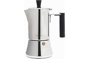 Easyworkz Cafetera Italiana de Acero Inoxidable para Cocina de inducción,200 ml, 2-4 Tazas Plata