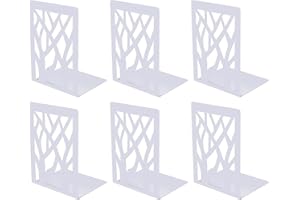 ‎AMZMUKAUP 3 Pairs of Bookends, Metal Book Holder Shelf, Bookends Book Stopper, Book Holder, Invisible Bookshelf for Bookcase, Kitchen, Office, School, Library, White