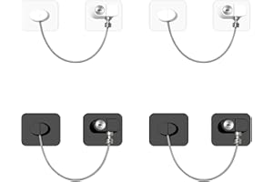 NewBinn 4 Pack Verrou de Sécurité pour Réfrigérateur et Fenêtres pour Enfants, Serrure Congélateurs Porte avc adhésive, Noir et Blanc, Convient aux Réfrigérateurs, Armoires