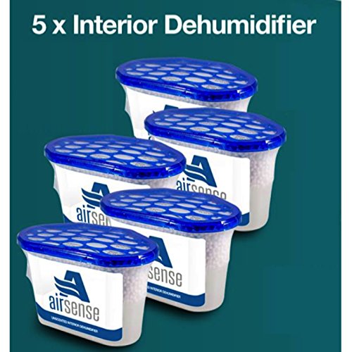 Airsense Interior Dehumidifier, 500 ml, Pack of 5 Dehumidifiers, Moisture Absorber, Damp, Mould Mildew, Condensation