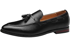 Jamron Hombres Clásico Estilo Británico Borla Mocasines Cuero Sintético Ligero Mocasín Pantuflas