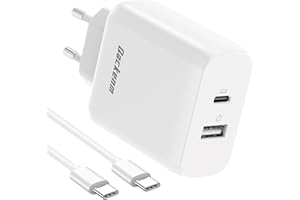 Qackenm USB C Ladegerät 65W, GaN Schnellladegerät mit 2M Type C-C Kabel, 2-Port USB-C Netzteil PPS für MacBook Pro/Air, iPhone 17, iPhone 16/16 Pro, iPhone Air/iPhone 15, iPad Mini/Air, Galaxy S24/S23