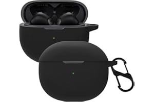 KUSINHOKA Custodia Compatibile con SoundPEATS Air 3 Deluxe, Cover Protettiva in Silicone con Gancio Portachiavi, Morbido Antiurto Portatile Protettiva Custodia [Ricarica Wireless], Nero