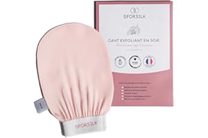 SFORSILK Gant exfoliant SOIE | Favorise le renouvellement cellulaire et enlève les peaux mortes sans savon. Gant en soie idéal pour les gommages sur peaux sensibles et plus doux que le gant kessa ou crin