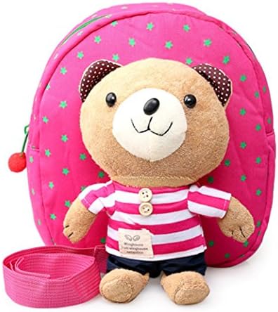Kids Safety Harness,Toddler Backpack Walker Buddy Strap Walker Baby Bag with Detachable Soft Toy Teddy Bear Reins (Pink)