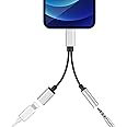 Headphone Adapter for iPhone to 3.5mm AUX Audio Jack, Earphone Splitter for iPhone Audio Dongle, Compatible with iPhone 12/11
