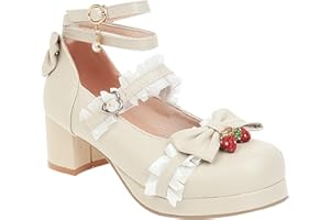 WWricotta Big Girls Gorgeous Shoes Lace Up Pu Material Bow Decorated Thick Heels High Heels Party Wedding Prom Shoes Slippers Baby Girl Kids House Shoes Size 2