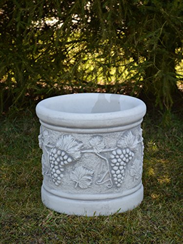 Massiver großer Pflanztrog Motiv: Weintrauben Blumentopf Pflanztopf Steinguss frostfest - 2