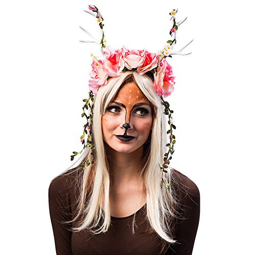 Preisvergleich Produktbild PARTY DISCOUNT® Haarreif weißes Geweih mit Blumen