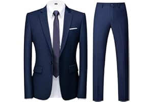 KUDORO Costume Homme 2 pièces Slim Fit Smoking Simple Poitrine à Un Bouton, Men Suits 2 Piece pour Mariage Business Fête Confort Elégant Blazer Veste et Pantalon