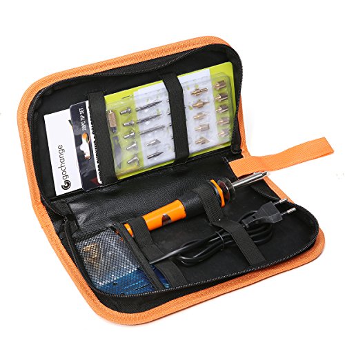37 PCS Brandmalerei Lötkolben Set, GOCHANGE Brandmalkolben mit 28 Tipps, klinge, Sicherheitsständer, 110V-120V, 25W, Brandmalgerät Holz brennen Pen Set für Holz Leder Gravieren Skulptur - 3