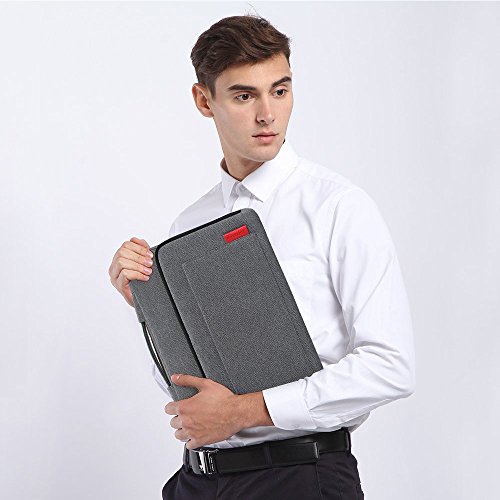 iCozzier 13-13.3 Zoll Laptoptasche mit seitlichen Zubehörfächern und integriertem Tragegriff/ Multifunktionelle Schutzhülle/ Aktentasche mit einzigartigen Aufbewahrungsband für die Verdauung elektronischer Geräte für 13-13.3 Zoll Ultrabook/ Notizbuch/ MacBook – Dunkelgrau - 7