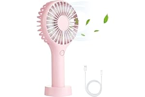 Hianjoo Ventilateur de Poche, Ventilateur à Main, Mini Ventilateur Silencieux Suspension avec 3 Vitesses Réglables USB Rechargeable Portable Ventilateur de Bureau pour Maison, Bureau et Voyage, Rose