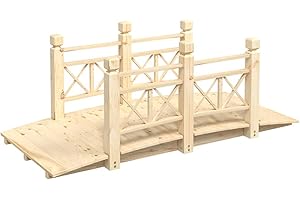 Tidyard Garden Bridge with Railings Outdoor Lawn Pond Bridge Decorative Wooden Garden Bridge Outdoor Lawn Pond Bridge 150x67x56cm Solid Wood Spruce