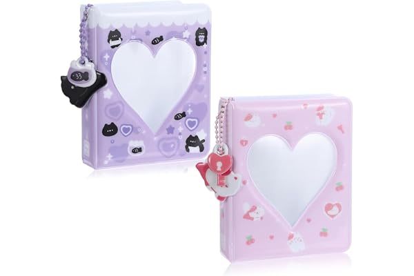 Durlo 2-pack mini-fotoalbum (36 fickor) – Kpop-fotokortshållare, passar Fujifilm Polaroid Hi Print (Raining Hearts)