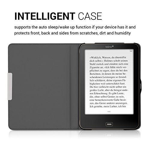 kwmobile Hülle für Tolino Vision 1 / 2 / 3 / 4 HD – Flipcover Case eReader Schutzhülle – Bookstyle Klapphülle Indische Sonne Design Schwarz Weiß - 4