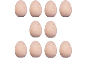 jojofuny Wooden Eggs for Crafts and Easter Decorations, Unpainted Wooden Eggs Set Graffiti Eggs for Easter Egg Hunt, 10Pcs