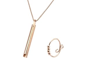 TamBee Anapana Breathing Necklace, Breathlace Necklace Stress Relief Mindful Necklace Anxiety Whistle Necklace for Anxiety Relief Meditation (Rose Gold)
