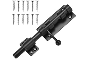 Lanpeeking 201 Edelstahl Türriegel, 12 mm Riegelschloss, Schwarzer Verdickter Bolzenriegel mit Vorhängeschlossloch für Haus, Garten und Tor (16 cm)