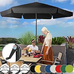 Miadomodo Parasol Hexagonal - Protection UV 30+, Polyester, Manivelle, Tailles (Ø 2,5/3/3,5 m) et Couleurs au Choix - Parasol de Jardin, Terrasse, Balcon (Ø 2,5 m, Noir)