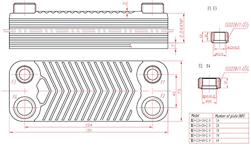 Hrale Edelstahl Wärmetauscher 10 Platten max 22 kW Plattenwärmetauscher Wärmetauscher - 2
