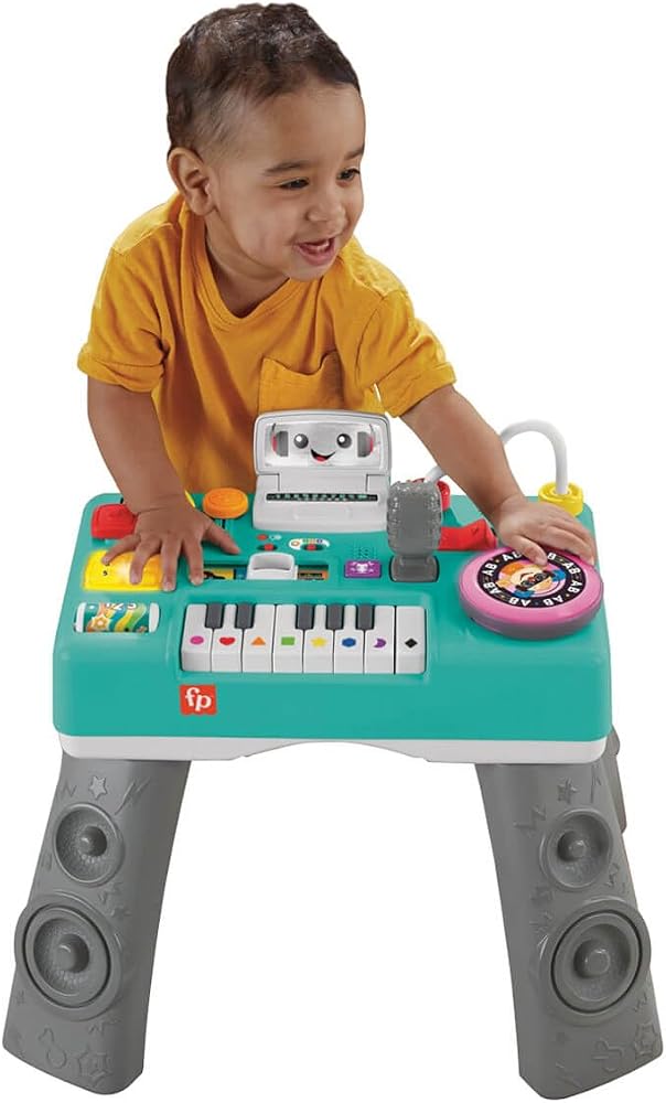 Fisher-Price Eğlenceli DJ Aktivite Masası Fisher-Price Eğlen ve Öğren Müzikli Eğitici Oyuncağı Bebek ve Yürüme Çağındaki Çocuk için Eğlenceli DJ Aktivite Masası HRB61