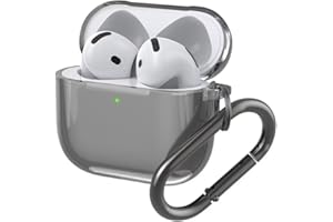 BoerHang Etui kompatybilne z AirPods 4 2024, TPU, odporne na wstrząsy, przezroczyste, proste [widoczna przednia dioda LED] kompatybilne z AirPods 4 2024. Przezroczysta czerń