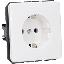 Jung 1520 BFKIKL WW – Prise Schuko Blanc Alpin Avec Protection Contact Et Couvercle Rabattable – Série AS 500 – 16A 250V