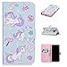 Produktbild HopMore Samsung Galaxy S9 Leder Hülle mit Silikon Kartenfach Klappbar Design Motiv Bumper Ledertasche Magnetverschluss Standfunktion Holster Bookstyle Schutzhülle Handyhülle Tasche Schale Cover Case pour Samsung S9 -- Einhorn