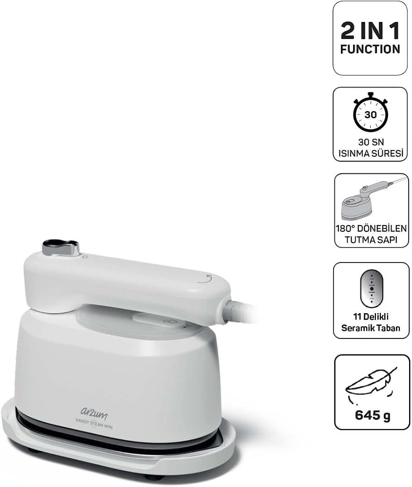 AR6055 Handy Steam Mini Buharlı Düzleştirici ve Seyahat Ütüsü, Dikey Buharlı Kırışık Giderici