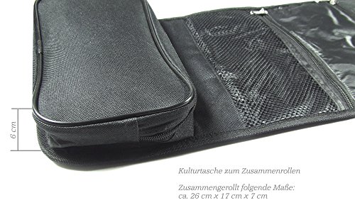OUTAWA Kulturbeutel schwarz 26 cm x 17 cm x 7 cm zum Aufängen und Zusammenrollen für Männer und Frauen,Unisex - 2