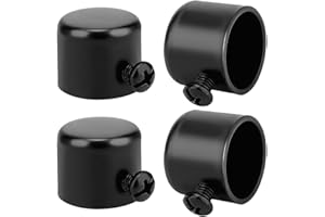 AHANDMAKER 4 Tapas de Extremo de Barra de Cortina, Remates de Hierro Con Tornillo, Para Cortinas Romanas de 0.88 Pulgadas de Diámetro, Color Negro