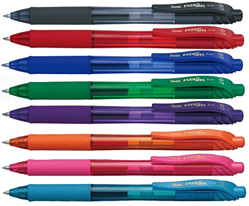 Pentel EnerGel X BL107 - Retractable Liquid Gel Ink Pen - 0 7mm - 84  Recycled - Blue - Box of 12