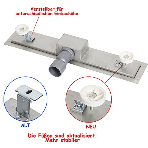 Yorbay Edelstahl Duschrinne Bodenablauf Ablaufrinne 50cm-120cm für Badezimmer (Befliesbar, 80cm) - 3