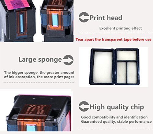 HWDID wiederaufbereitete 901XLTintenpatronen Ersatz für HP druckerpatronen 901 CC654AE CC656AE für OfficeJet J4500 J4540 J4550 J4580 J4600 J4660 J4680 G510a G510g Drucker(1 Schwarz,1 Farbig) - 2