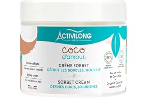 ACTIVILONG - Crème Sorbet Coco D'Amour - Sans Rinçage - Cheveux Secs Et Texturés - Nourrit Et Définit Les Boucles - 98% D'Ingrédient Naturels - Made In France - 300ml