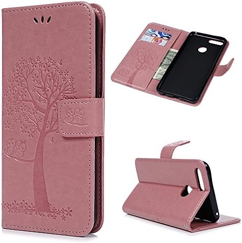 HUAWEI Honor 7X Case, STXMALL Embossed Tree Premium PU Leather Flip Wallet Case Shockproof Notebook Cover TPU Shell Bumper with Built-in Stand Card Holder Magnetic Strap for HUAWEI Honor 7X