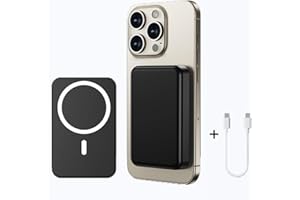 ROMSION Batterie Externe Magnétique Power Bank sans Fil 5000mAh, PD 15W Charge Rapide Power Bank avec USB-C Entrée Chargeur Portable Compatible iPhone 16/15/14/13/12/Pro/Pro Max (Noir)